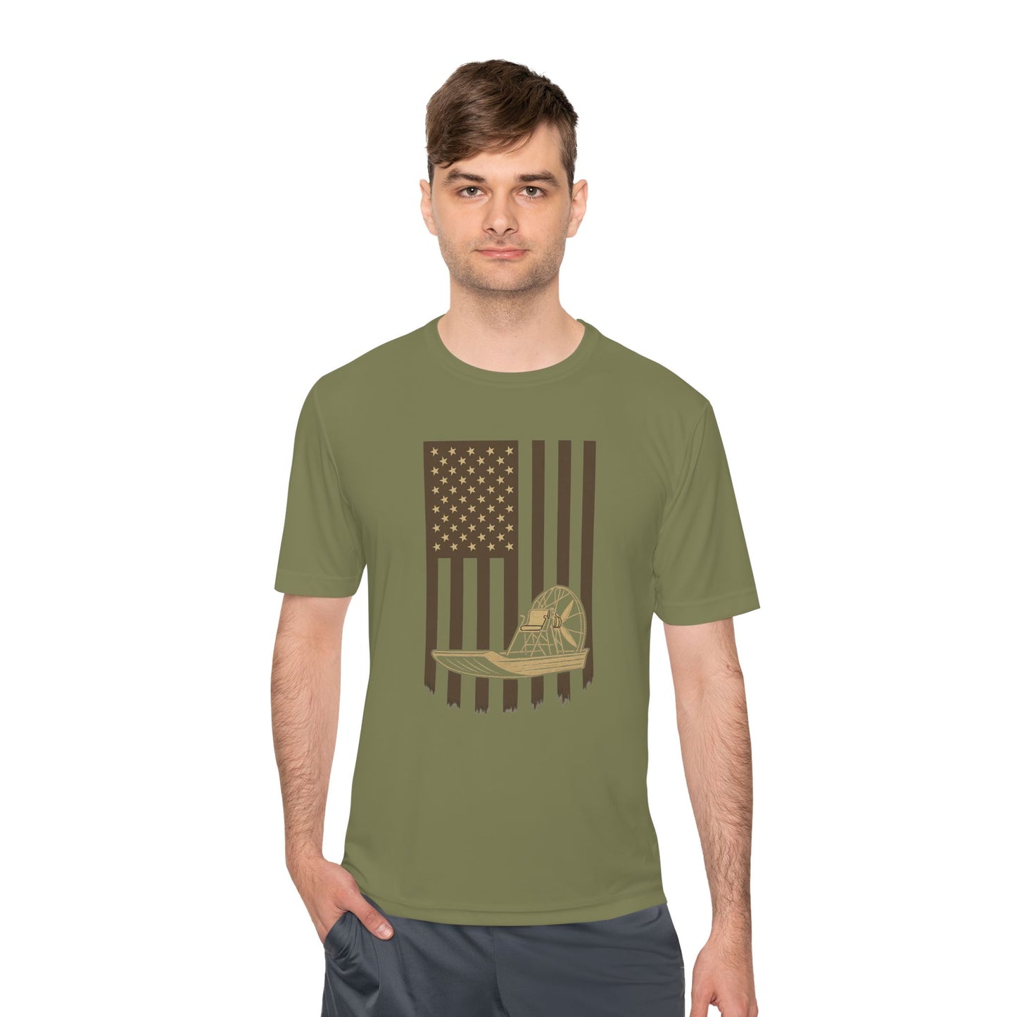 Stars, Stripes & Swamp Vibes – Vertical Flag Airboat Tee
