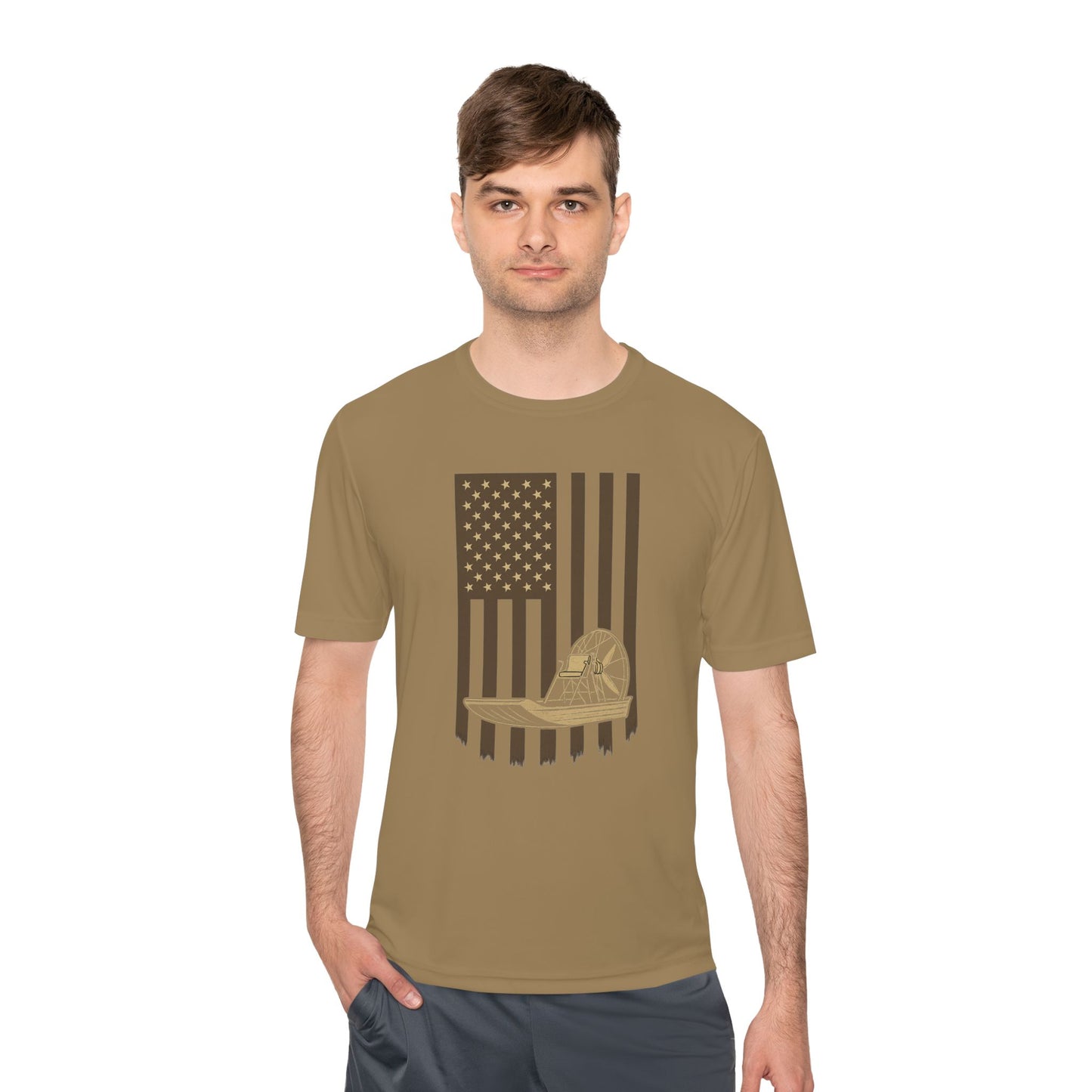 Stars, Stripes & Swamp Vibes – Vertical Flag Airboat Tee