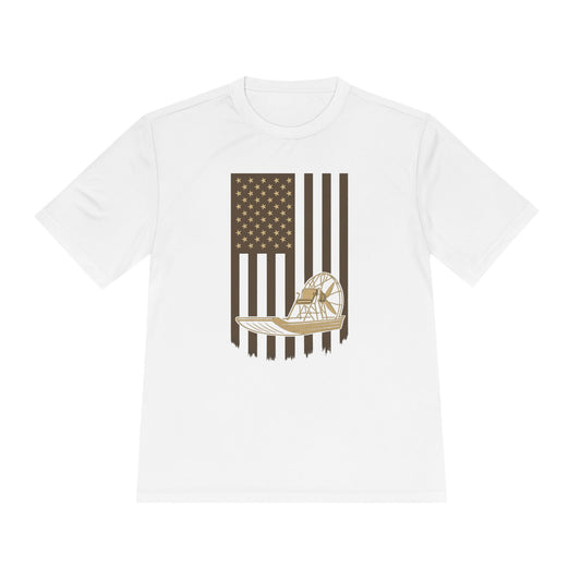 Stars, Stripes & Swamp Vibes – Vertical Flag Airboat Tee