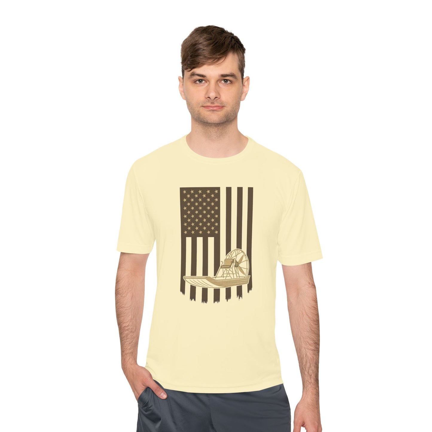 Stars, Stripes & Swamp Vibes – Vertical Flag Airboat Tee