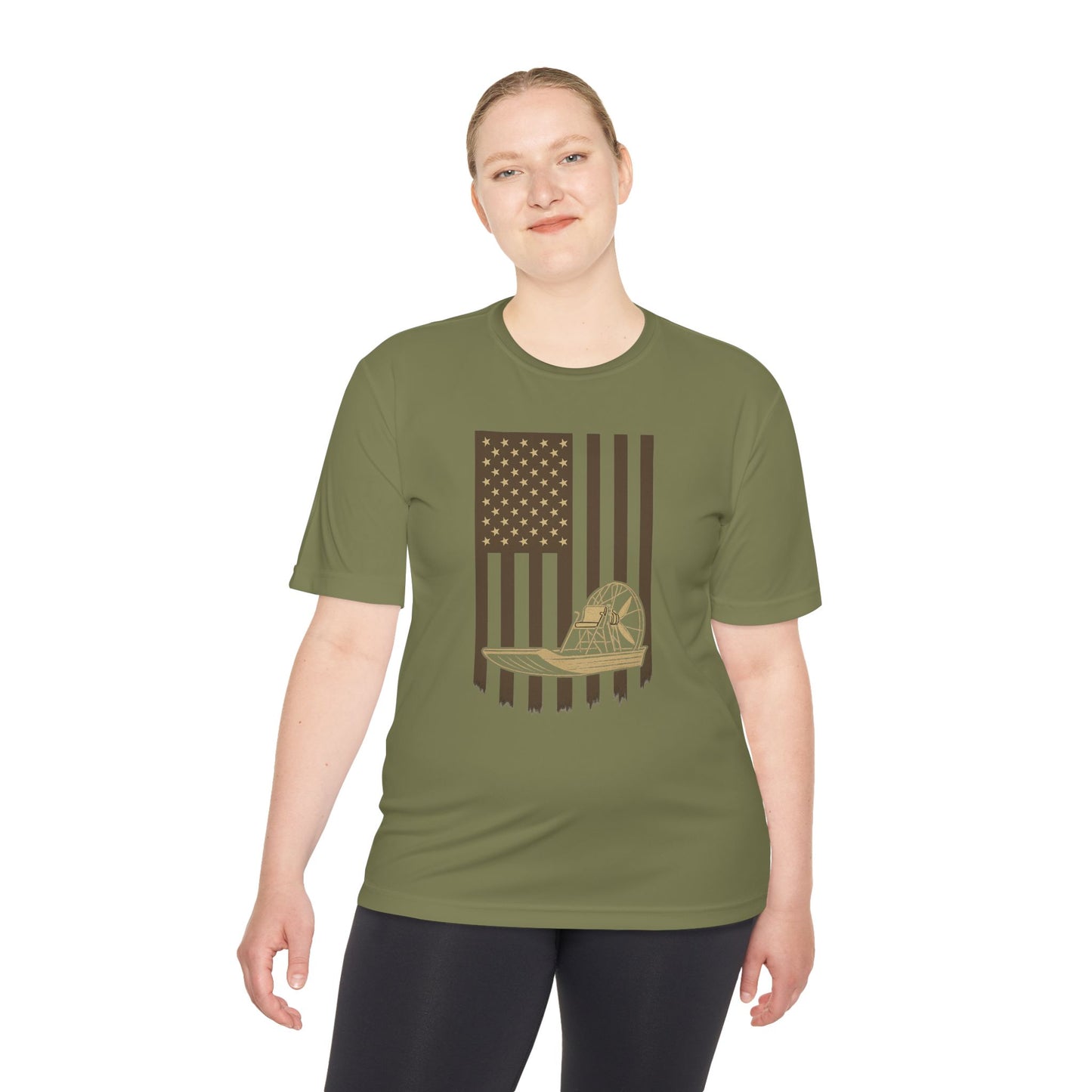 Stars, Stripes & Swamp Vibes – Vertical Flag Airboat Tee