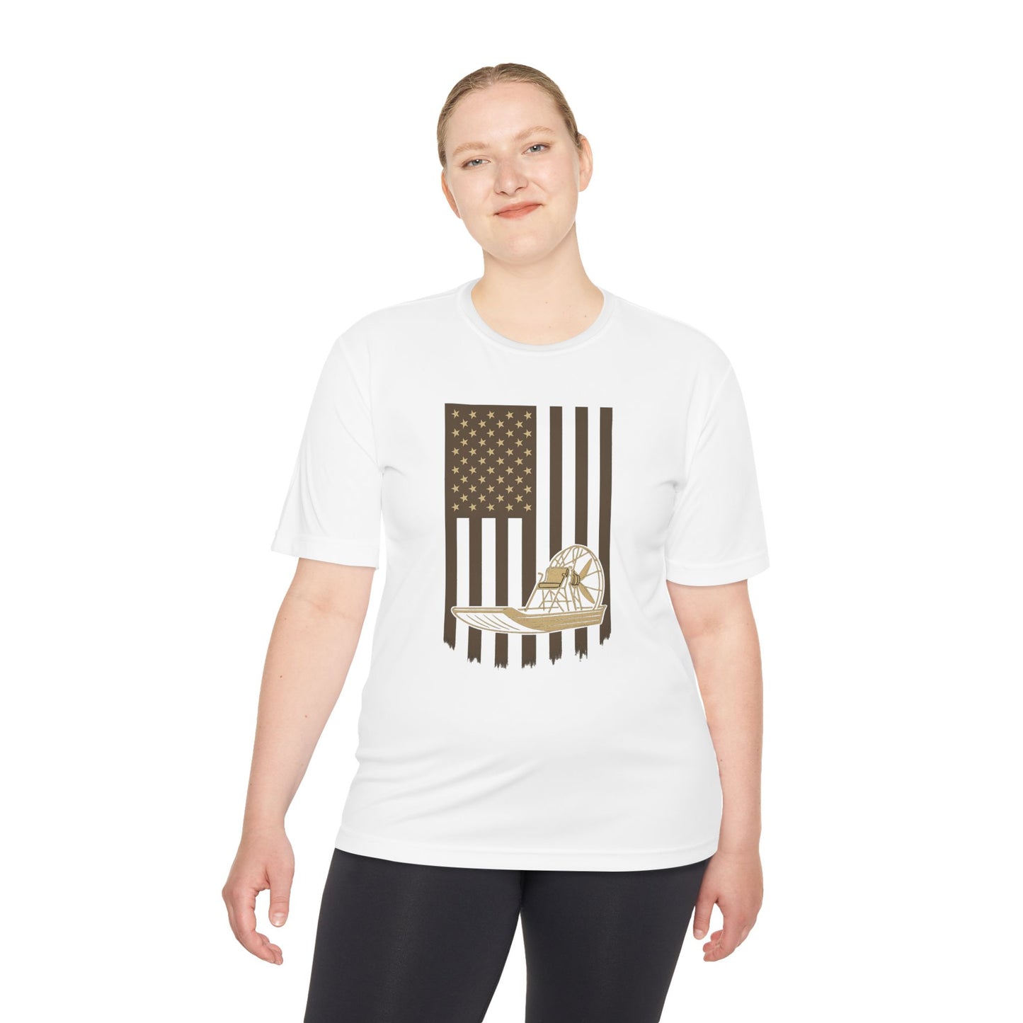 Stars, Stripes & Swamp Vibes – Vertical Flag Airboat Tee